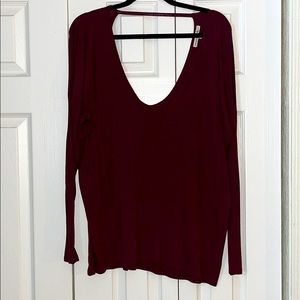 Express Low-Back Maroon Long Sleeve Large